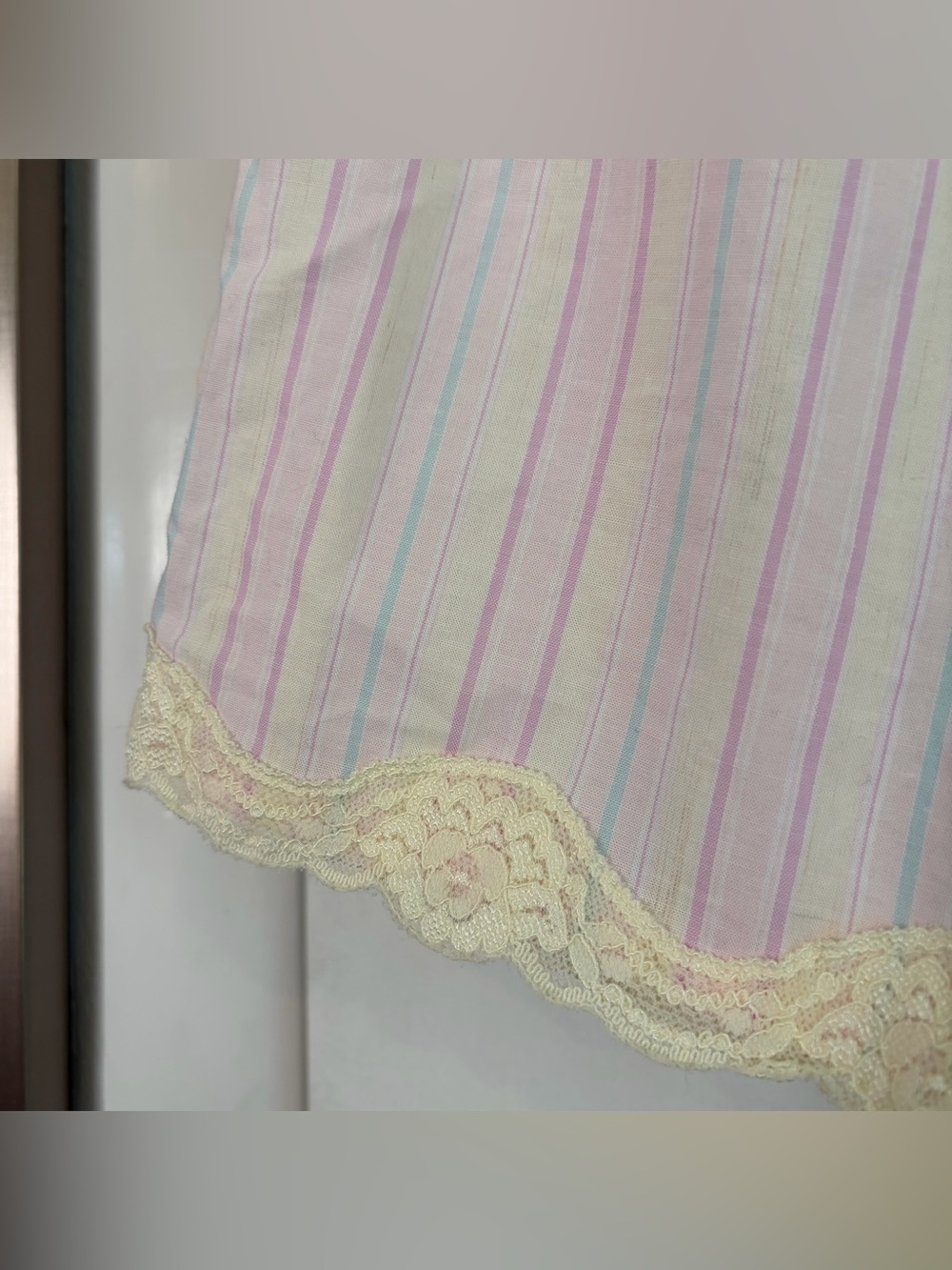 Vintage Lace Trim High Rise Boxer Shorts. Pastel Stripes. Size: XL. 100% Cotton. - Picture 2 of 6